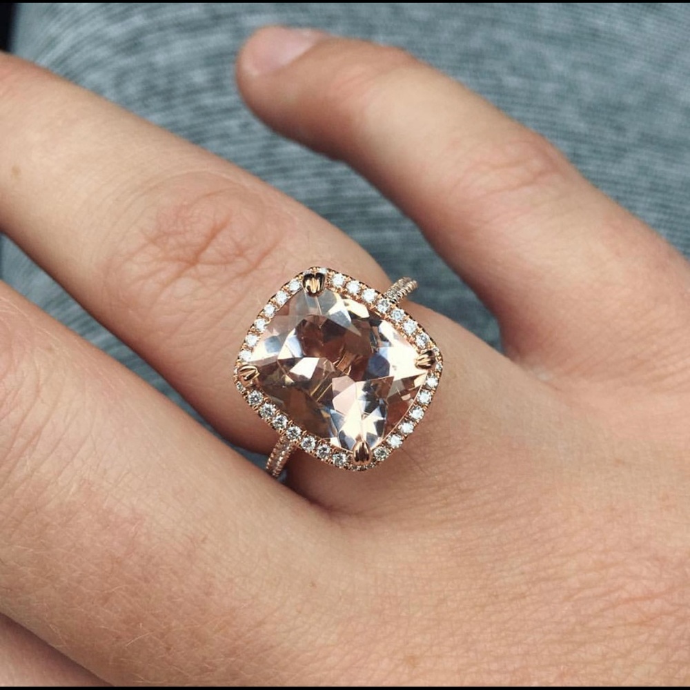 14k - 5 Carat Morganite & Diamond Ring